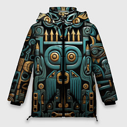 Куртка зимняя женская Рисунок в египетском стиле, цвет: 3D-черный