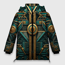 Куртка зимняя женская Орнамент в египетском стиле, цвет: 3D-черный