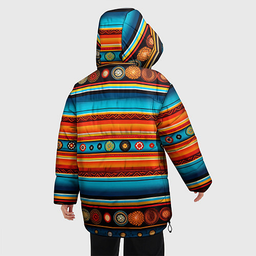 Женская зимняя куртка Этнический узор в горизонтальную полоску / 3D-Черный – фото 4