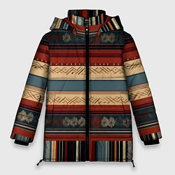Куртка зимняя женская Этнический принт в полоску, цвет: 3D-черный