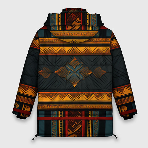 Женская зимняя куртка Этнический рисунок в полоску / 3D-Красный – фото 2
