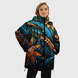 Куртка зимняя женская Узор с растительными элементами, цвет: 3D-черный — фото 2
