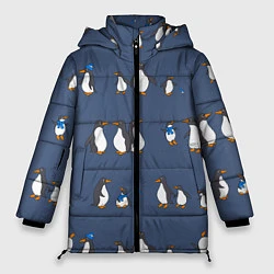 Куртка зимняя женская Забавное семейство пингвинов, цвет: 3D-красный