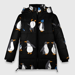 Куртка зимняя женская Веселая семья пингвинов, цвет: 3D-светло-серый