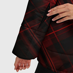 Куртка зимняя женская Тёмно-красная шотландская клетка, цвет: 3D-светло-серый — фото 2