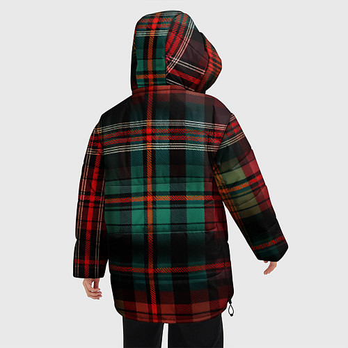 Женская зимняя куртка Красно-зелёная шотландская клетка / 3D-Черный – фото 4