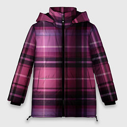 Куртка зимняя женская Фиолетовая шотландская клетка, цвет: 3D-светло-серый