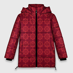 Куртка зимняя женская Цветочный стилизованный паттерн бордовый, цвет: 3D-светло-серый