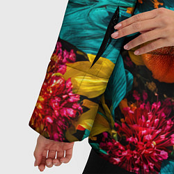 Куртка зимняя женская Яркие шикарные цветы узор, цвет: 3D-красный — фото 2