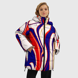 Куртка зимняя женская Абстракция бежевый с фиолетовым, цвет: 3D-красный — фото 2