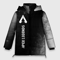 Женская зимняя куртка Apex Legends glitch на темном фоне по-вертикали