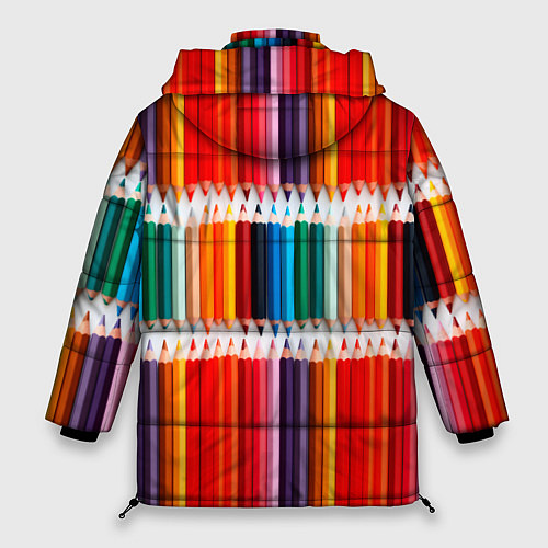 Женская зимняя куртка Заточенные цветные карандаши / 3D-Красный – фото 2