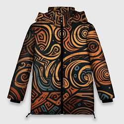 Куртка зимняя женская Узор в викингском стиле, цвет: 3D-красный