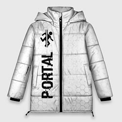 Женская зимняя куртка Portal glitch на светлом фоне по-вертикали