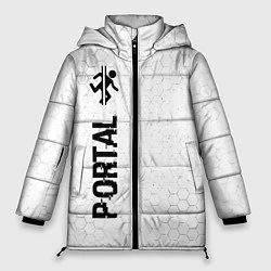 Куртка зимняя женская Portal glitch на светлом фоне по-вертикали, цвет: 3D-черный