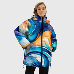Куртка зимняя женская Линейная красочная абстракция, цвет: 3D-светло-серый — фото 2