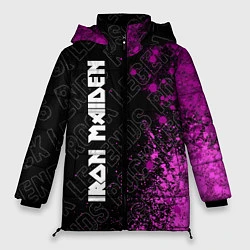 Куртка зимняя женская Iron Maiden rock legends по-вертикали, цвет: 3D-черный