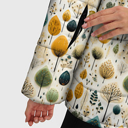 Куртка зимняя женская Паттерн разные деревья и кустарники, цвет: 3D-черный — фото 2