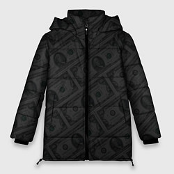 Куртка зимняя женская Патерн доллары купюрой по 100 баксов, цвет: 3D-черный