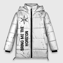 Женская зимняя куртка Bring Me the Horizon glitch на светлом фоне по-вер