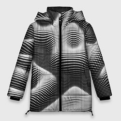 Куртка зимняя женская Чёрно белый точечный абстрактный фон, цвет: 3D-черный