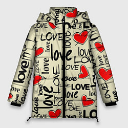 Куртка зимняя женская Abstraction of love, цвет: 3D-красный