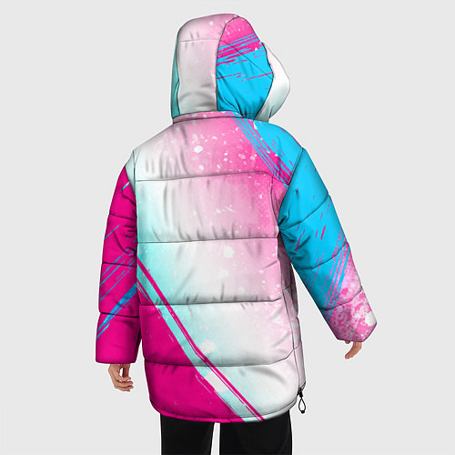 Женская зимняя куртка Bring Me the Horizon neon gradient style вертикаль / 3D-Черный – фото 4