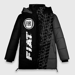 Куртка зимняя женская Fiat speed на темном фоне со следами шин по-вертик, цвет: 3D-черный