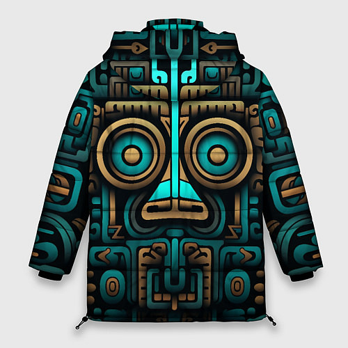 Женская зимняя куртка Орнамент в ацтекском стиле / 3D-Красный – фото 2