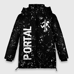 Женская зимняя куртка Portal glitch на темном фоне вертикально