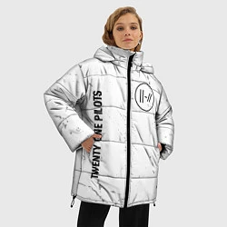 Куртка зимняя женская Twenty One Pilots glitch на светлом фоне вертикаль, цвет: 3D-черный — фото 2