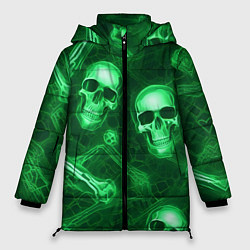 Женская зимняя куртка Зелёные черепа и кости