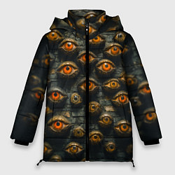 Куртка зимняя женская Глаза на стене, цвет: 3D-черный