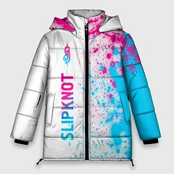 Куртка зимняя женская Slipknot neon gradient style по-вертикали, цвет: 3D-черный