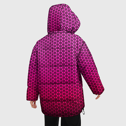 Женская зимняя куртка Градиент розовый с рисунком / 3D-Черный – фото 4