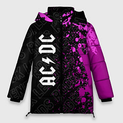 Куртка зимняя женская AC DC rock legends по-вертикали, цвет: 3D-черный