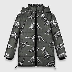 Куртка зимняя женская Динозавры - скелеты, цвет: 3D-светло-серый