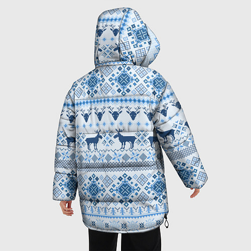 Женская зимняя куртка Blue sweater with reindeer / 3D-Черный – фото 4