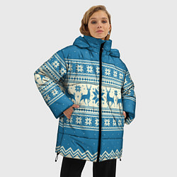Куртка зимняя женская Sweater with deer on a blue background, цвет: 3D-светло-серый — фото 2