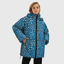 Куртка зимняя женская Белые пузырьки на синем фоне, цвет: 3D-светло-серый — фото 2