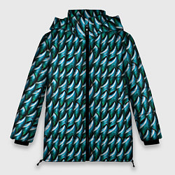 Куртка зимняя женская Изумрудная чешуя дракона, цвет: 3D-светло-серый