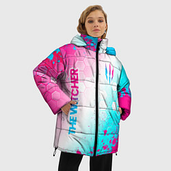 Куртка зимняя женская The Witcher neon gradient style вертикально, цвет: 3D-черный — фото 2
