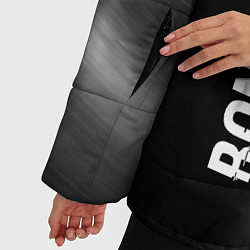 Куртка зимняя женская Bon Jovi glitch на темном фоне по-вертикали, цвет: 3D-черный — фото 2