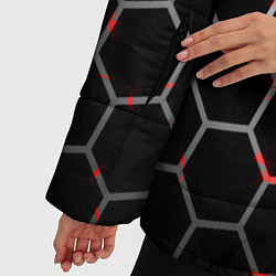Куртка зимняя женская Шестиугольник пчелиный улей, цвет: 3D-черный — фото 2