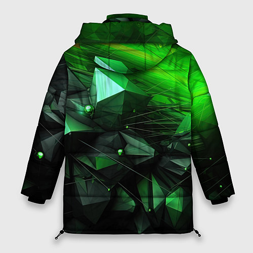 Женская зимняя куртка Абстракция и зелень гармония / 3D-Красный – фото 2