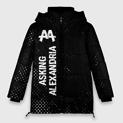 Женская зимняя куртка Asking Alexandria glitch на темном фоне по-вертика