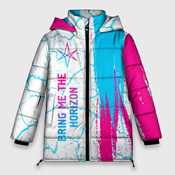 Женская зимняя куртка Bring Me the Horizon neon gradient style по-вертик