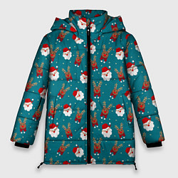 Куртка зимняя женская Дед Мороз и олени, цвет: 3D-светло-серый