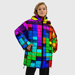 Куртка зимняя женская Радужный кубизм, цвет: 3D-черный — фото 2