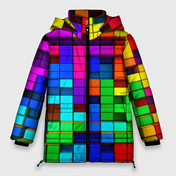 Куртка зимняя женская Радужный кубизм, цвет: 3D-светло-серый